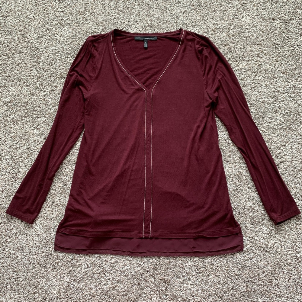 White House Black Market Maroon Burgundy Top